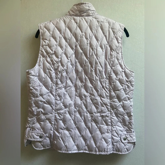 Eddie Bauer Goose Down pastel purple embroidered quilted light weight vest Sz M - Picture 2 of 9